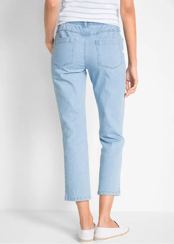 Lot de 2 pantalons 7/8 droits, taille mi-haute élastiquée, bonprix