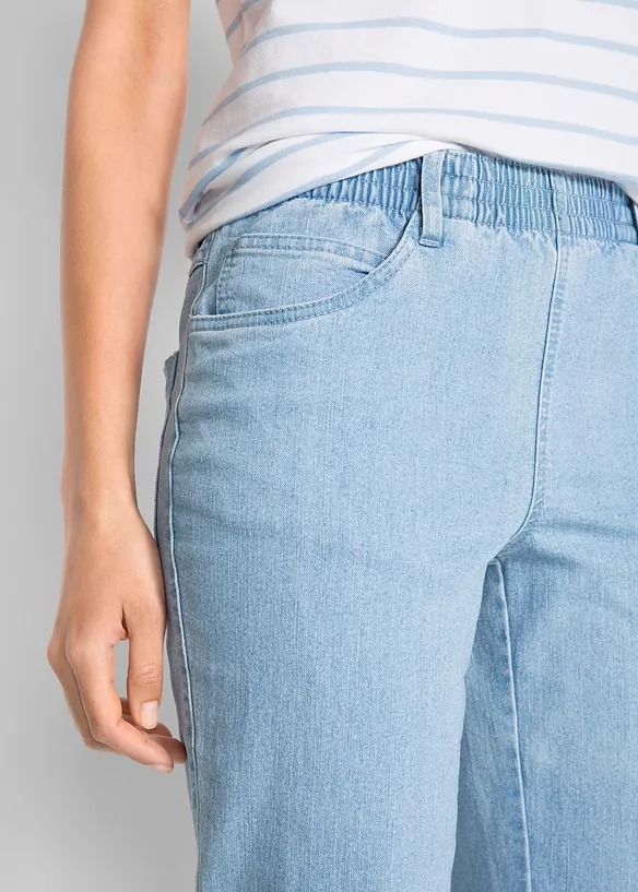 Lot de 2 pantalons 7/8 droits, taille mi-haute élastiquée, bonprix