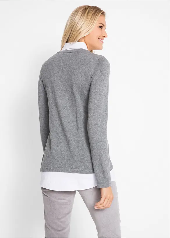 2 in 1 Pullover mit Bluseneinsatz, Langarm, bpc bonprix collection