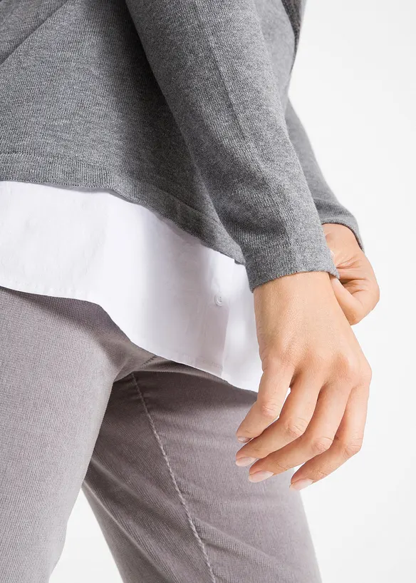 2 in 1 Pullover mit Bluseneinsatz, Langarm, bpc bonprix collection