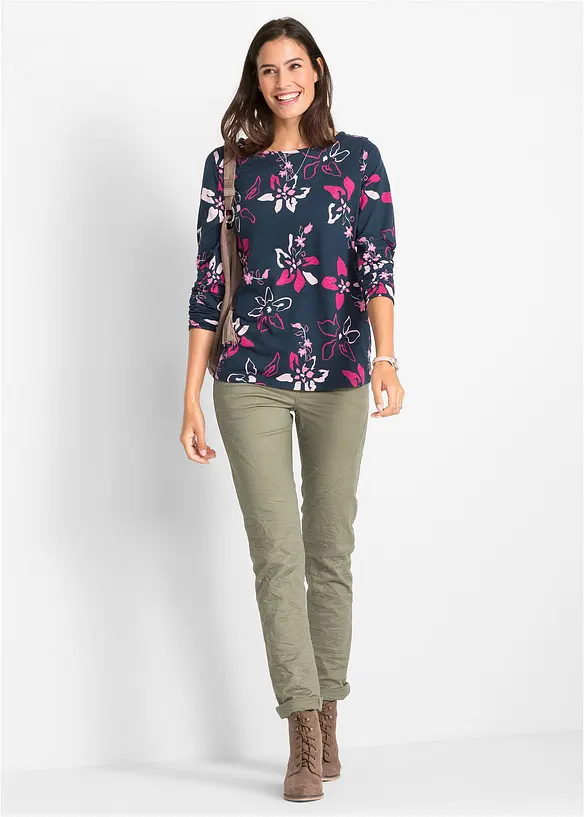 T-shirt manches longues à imprimé floral, bonprix