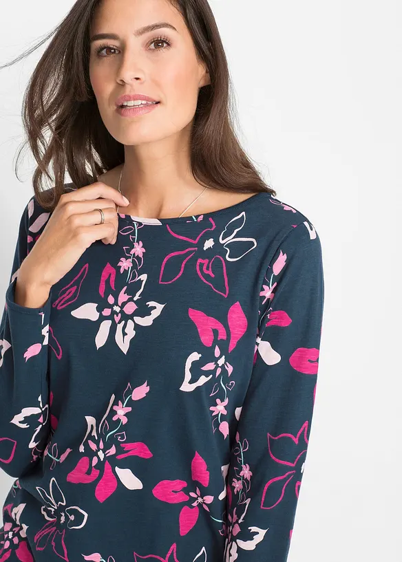 T-shirt manches longues à imprimé floral, bonprix
