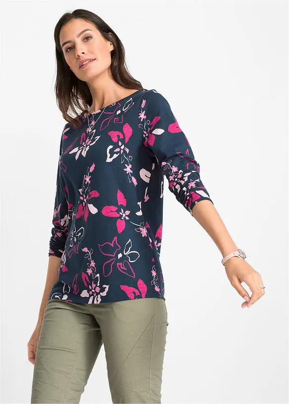T-shirt manches longues à imprimé floral, bonprix
