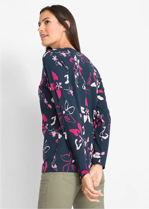 T-shirt manches longues à imprimé floral, bonprix