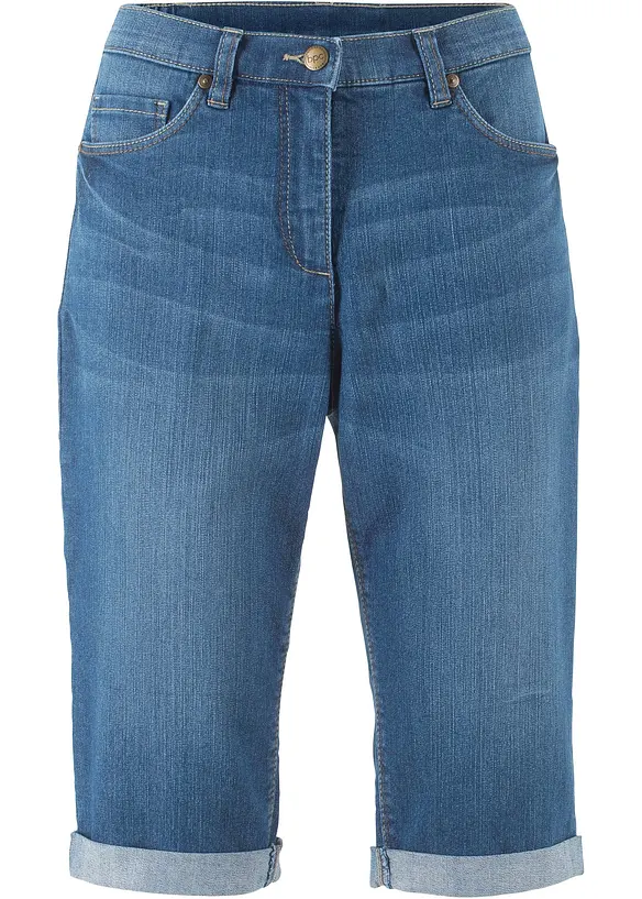 Bermuda en jean à revers, taille mi-haute, bonprix