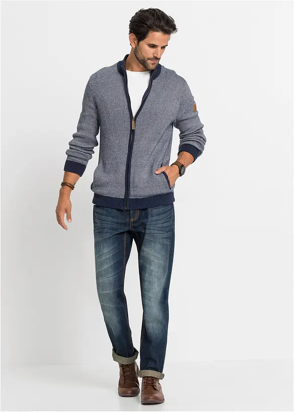 Gilet en maille 100% coton à col montant, bonprix