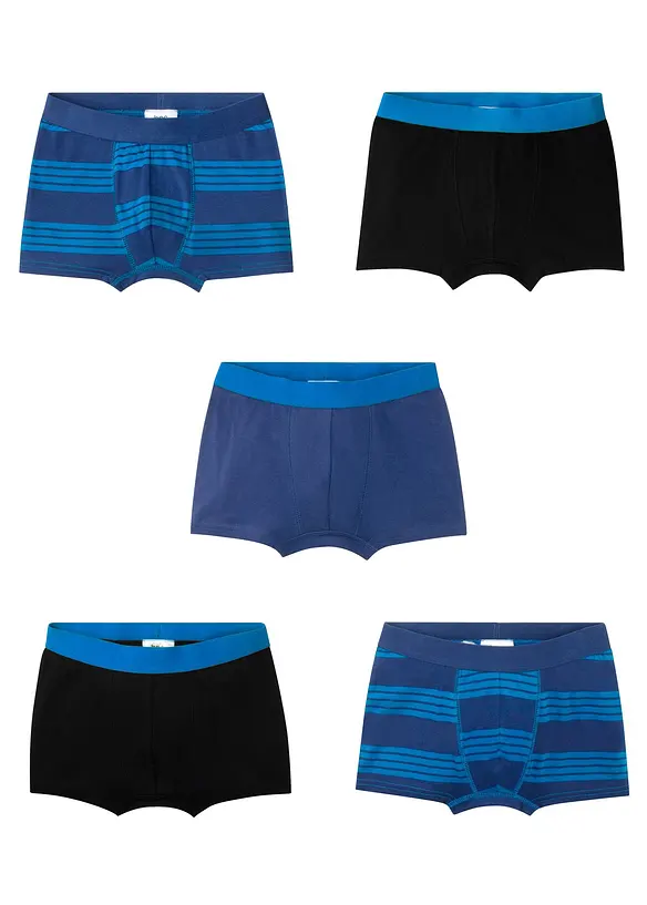 Lot de 5 boxers avec coton doux, bonprix
