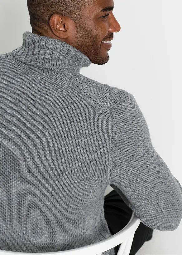 Pull col roulé en maille torsadée, bonprix