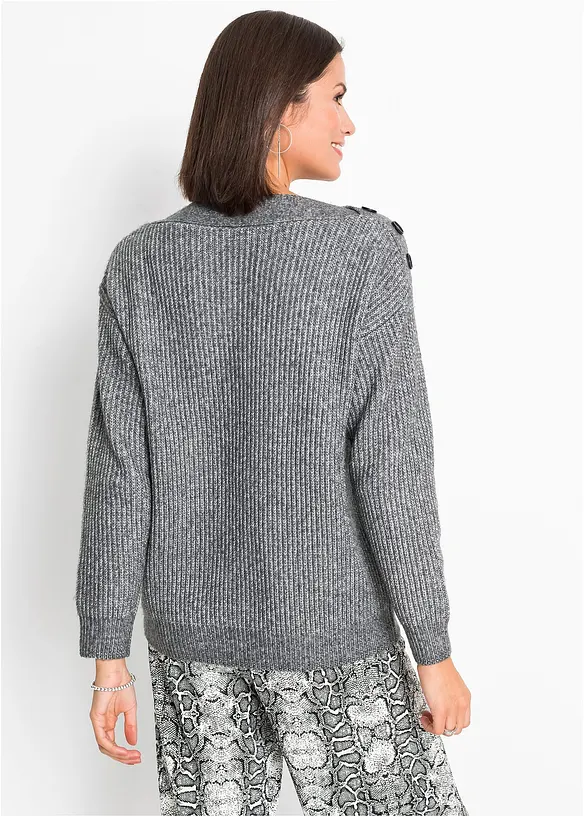 Pull oversize à boutons, bonprix