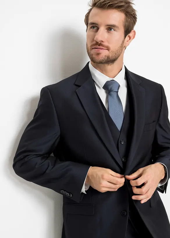 Anzug mit Weste und Krawatte (4-tlg. Set), Regular Fit, bonprix