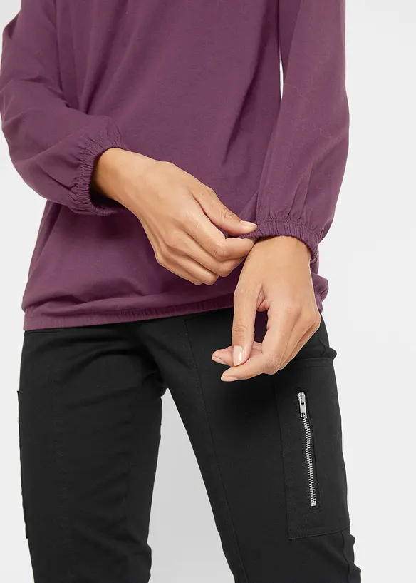 Langarmshirt mit Gummizug aus reiner Baumwolle, bonprix