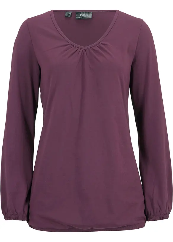 Langarmshirt mit Gummizug aus reiner Baumwolle, bonprix