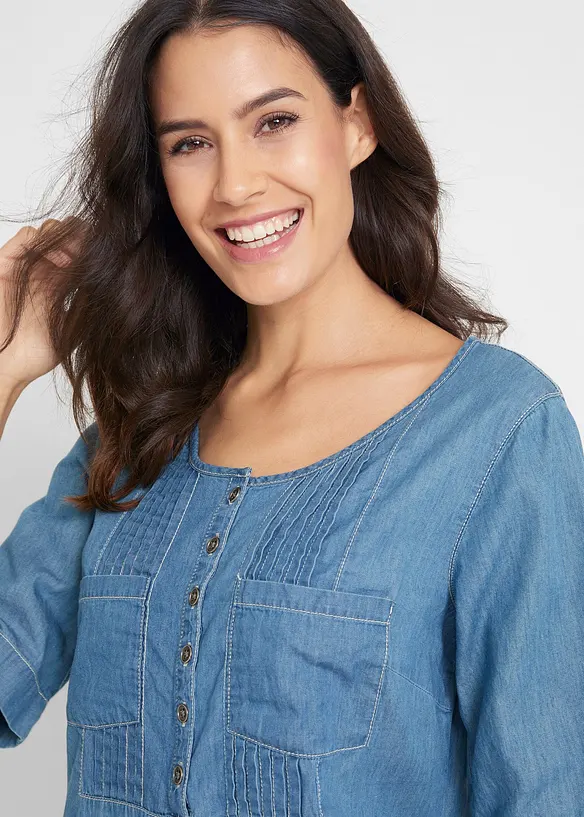 Kniebedeckendes Jeanskleid aus Bio-Baumwolle, Halbarm, bonprix