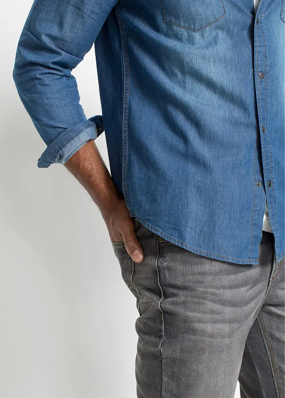 Jeanshemd aus reiner Baumwolle in Slim Fit, Langarm, bonprix