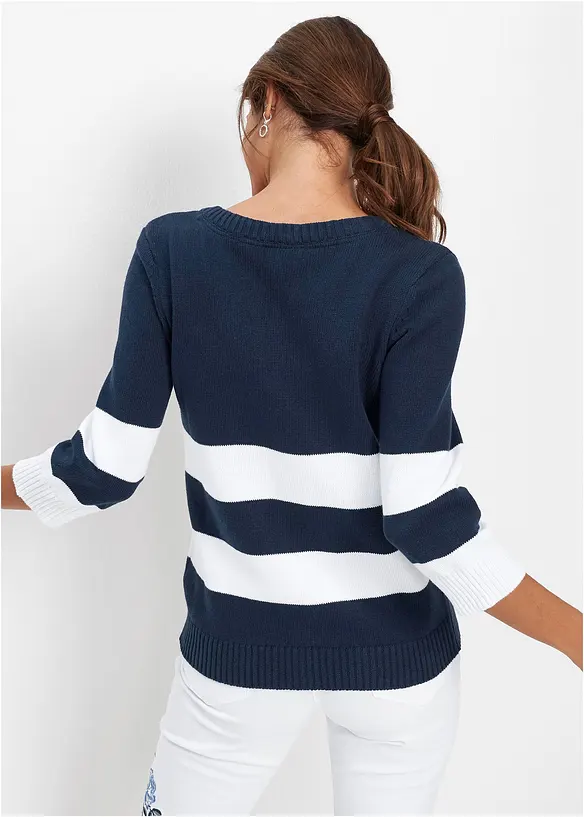 Baumwollstrickjacke mit Streifen, bonprix