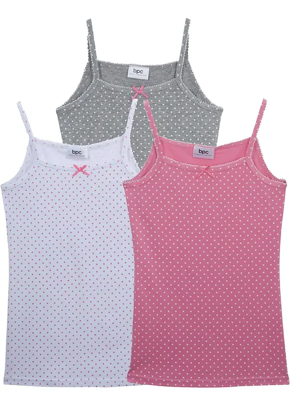 Lot de 3 débardeurs avec nœud en satin, bonprix