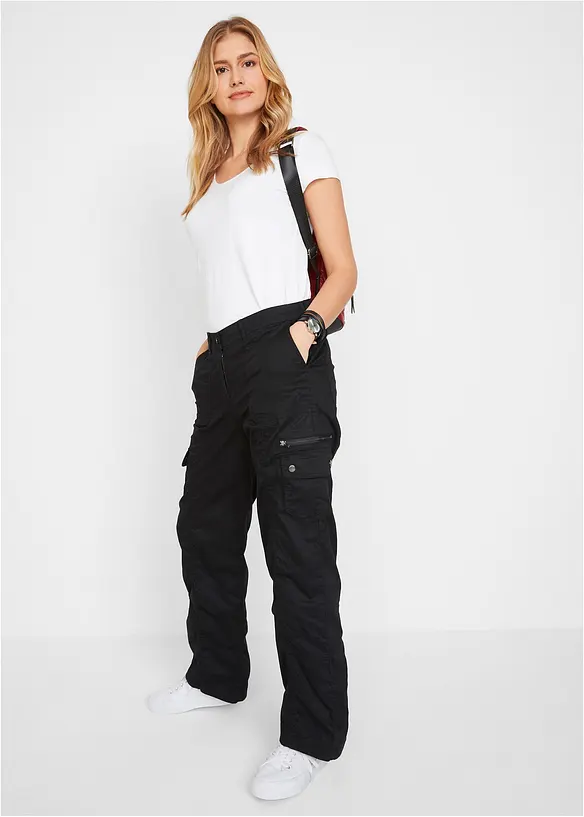 Cargo Jeans aus Baumwolle, Mid Waist, bonprix
