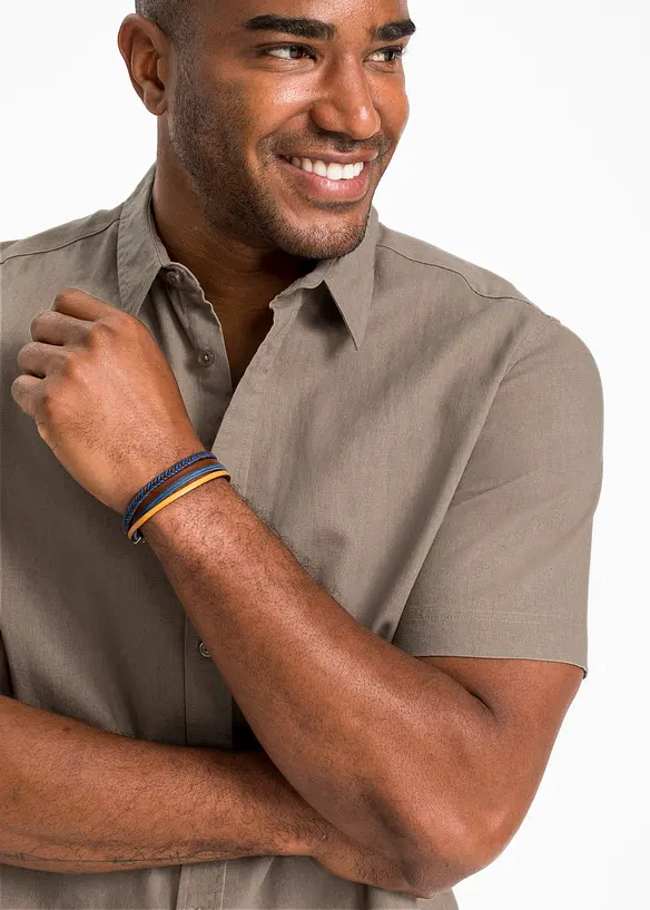 Chemise manches courtes en lin mélangé léger, bonprix