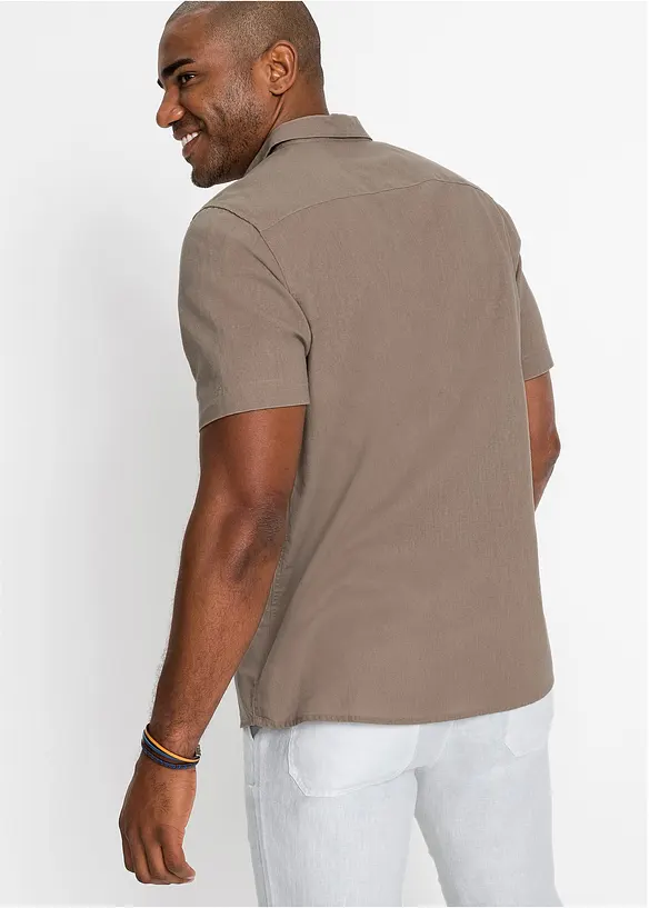 Chemise manches courtes en lin mélangé léger, bonprix