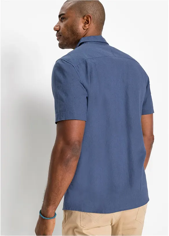 Chemise manches courtes en lin mélangé léger, bonprix