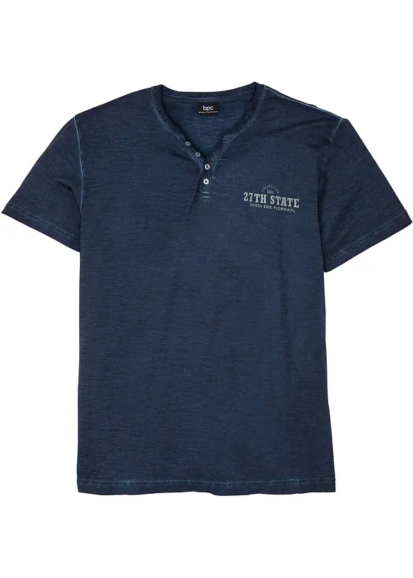 Henleyshirt, Kurzarm in gewaschener Optik aus reiner Baumwolle, bonprix