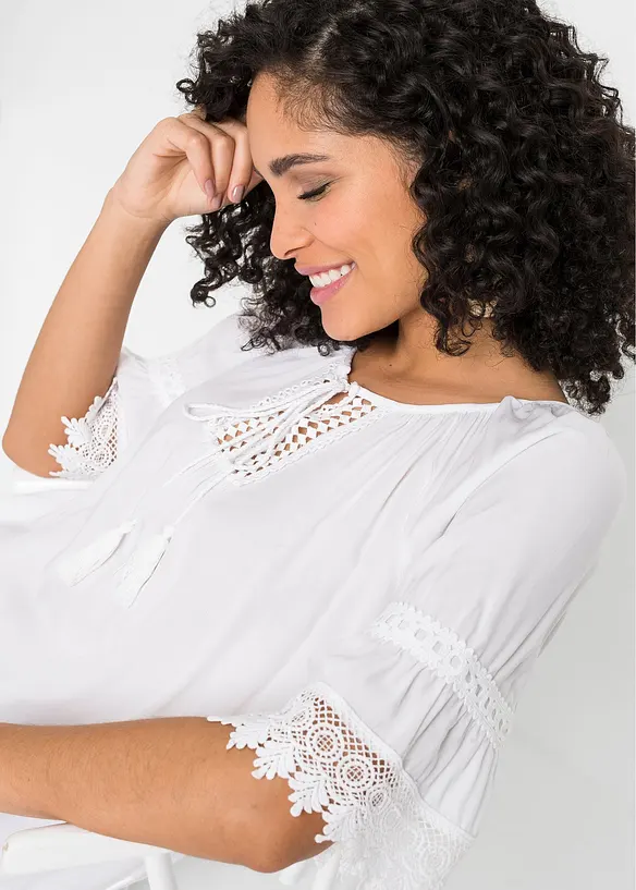 Tunique à dentelle en viscose douce, bonprix