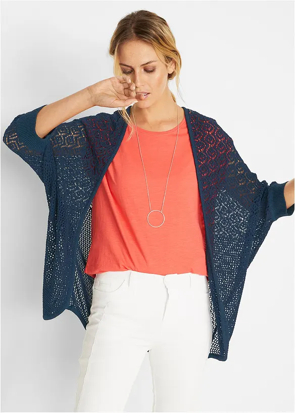 Longstrickjacke mit Lochmuster, bonprix