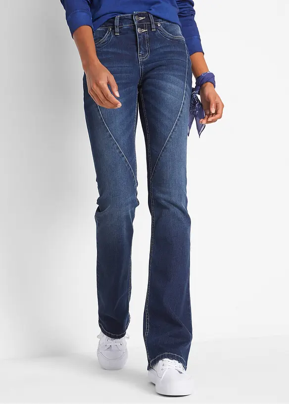 Jean bootcut taille mi-haute, extensible, bonprix