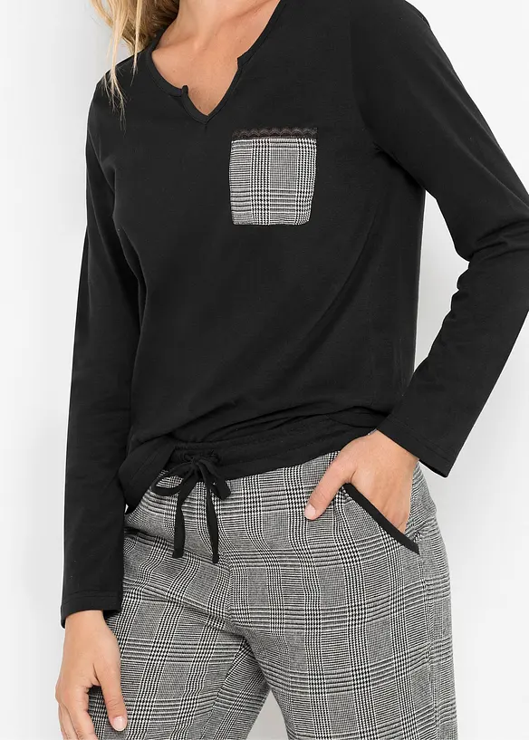 Pyjama mit Flanellhose, bonprix