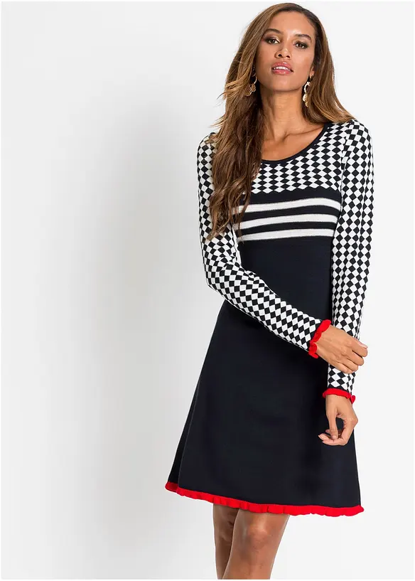 Strickkleid mit R&uuml;schen, BODYFLIRT boutique