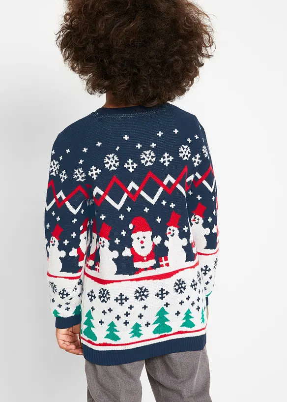 Feinstrickpullover mit Weihnachtsmotiv aus reiner Baumwolle, bonprix