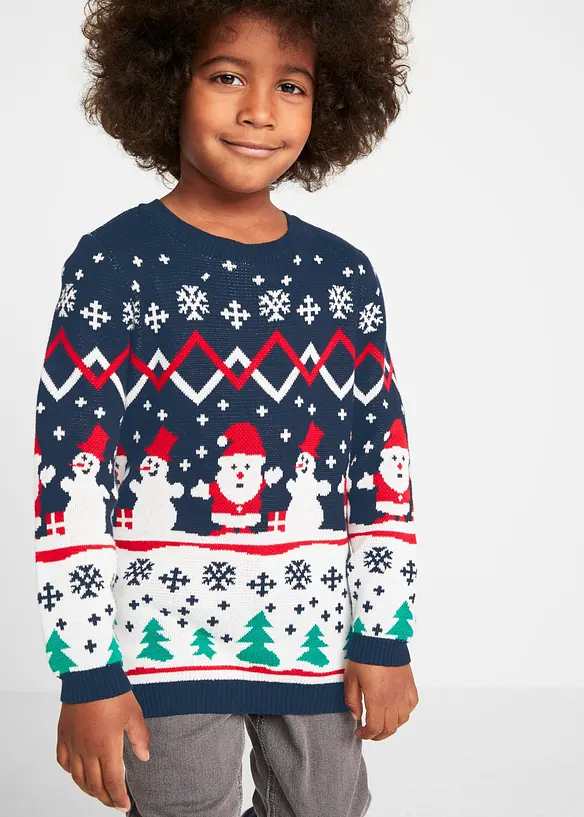 Feinstrickpullover mit Weihnachtsmotiv aus reiner Baumwolle, bonprix
