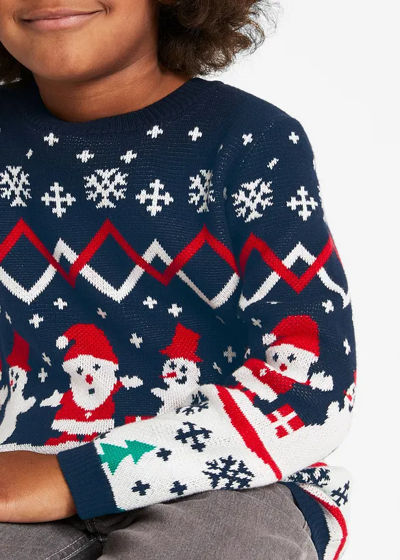 Feinstrickpullover mit Weihnachtsmotiv aus reiner Baumwolle, bonprix