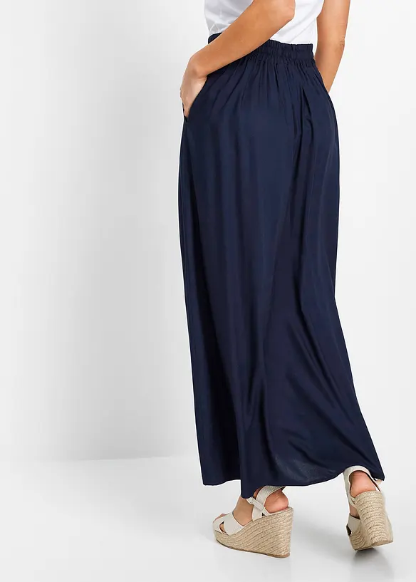 Jupe longue en viscose avec taille élastique et lien à nouer, bonprix