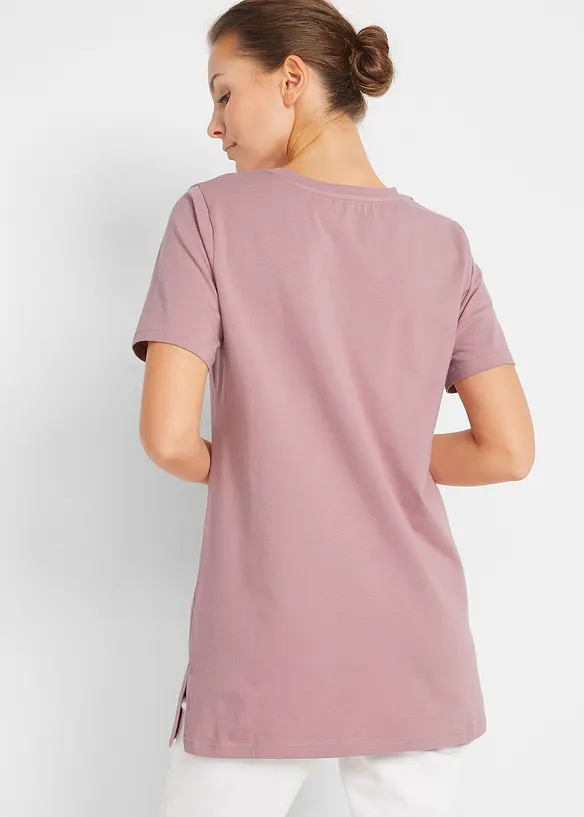 Lot de 2 T-shirts longs col V, bonprix