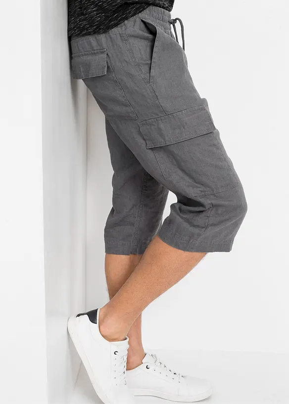 Regular Fit Cargo-Bermuda aus luftigem Leinen-Mix, bonprix
