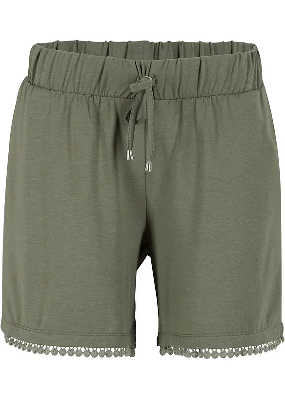 Short en jersey de viscose mélangée avec taille élastiquée et dentelle, bonprix