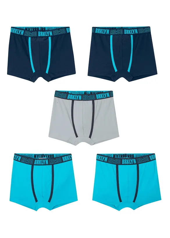Lot de 5 boxers avec coton doux, bonprix