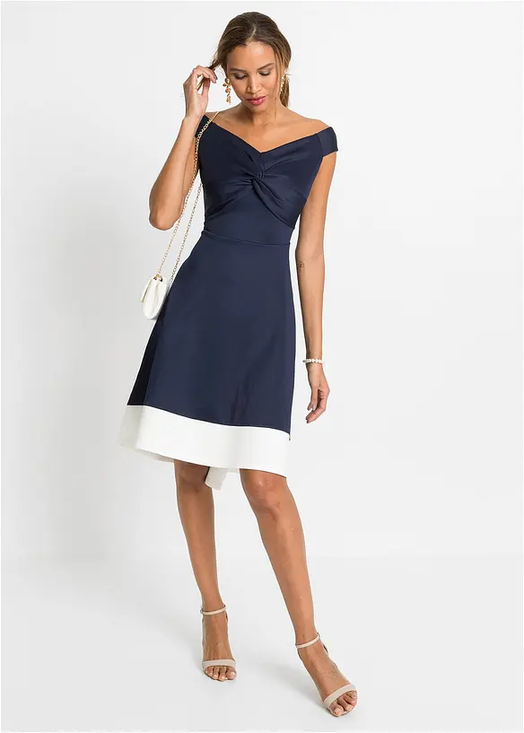 Carmen-Kleid mit Knotendetail, bonprix