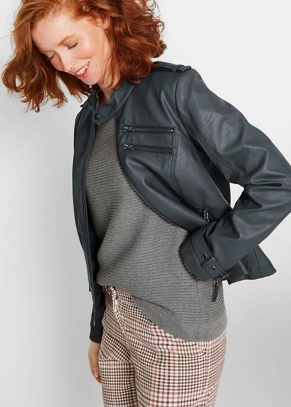 Lederimitat Biker-Jacke mit Rei&szlig;verschl&uuml;ssen, bonprix
