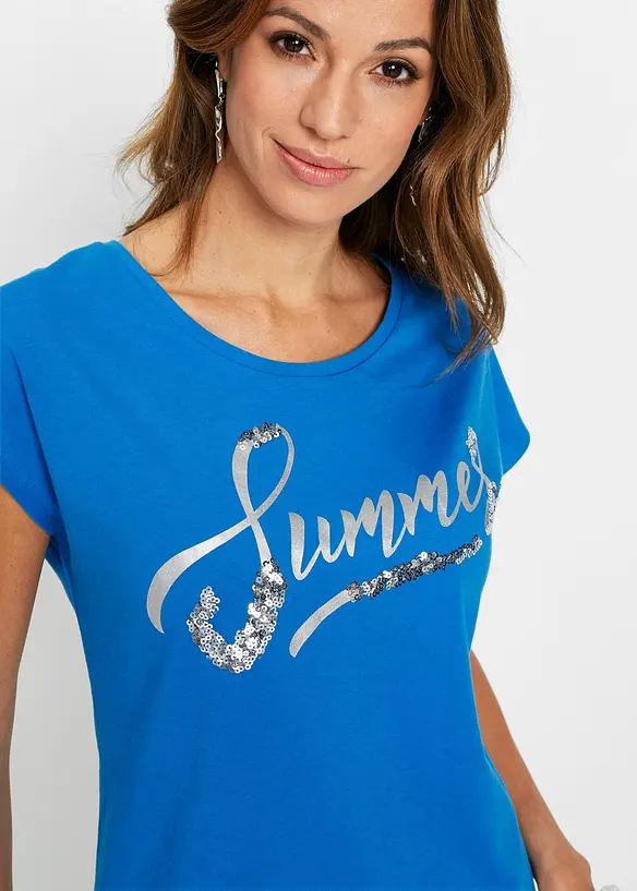 T-shirt avec inscription à sequins, bonprix