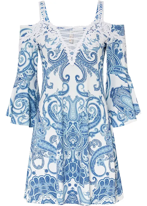 Robe évasée col Bardot, bonprix