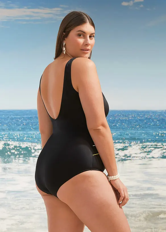 Maillot 1 pièce à passepoils contrastants, bonprix
