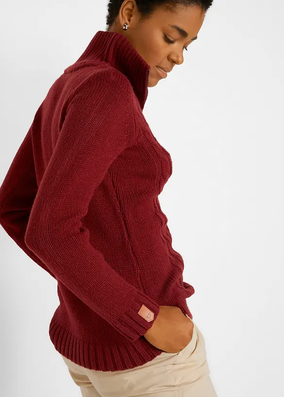 Troyer Pullover mit Zopfmuster, bonprix