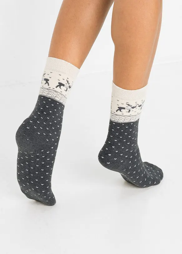 Lot de 3 paires de chaussettes thermiques en coton majoritaire, bonprix