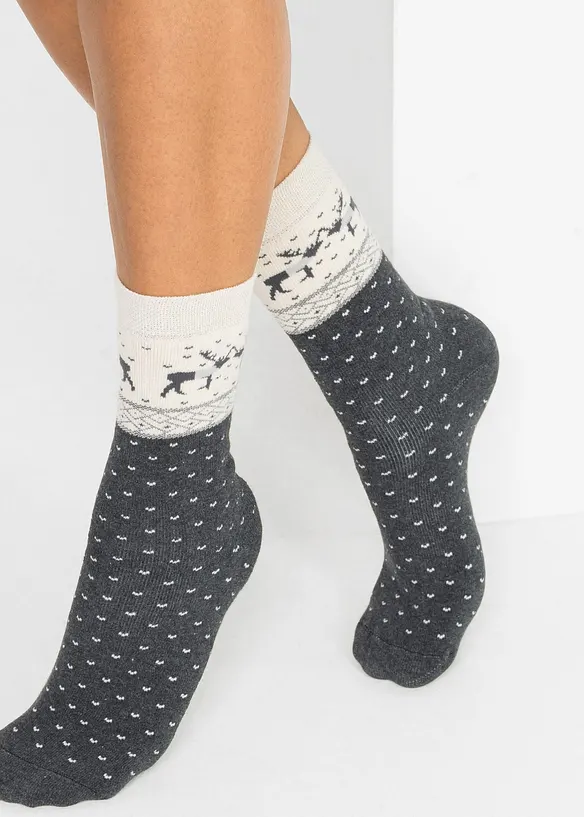 Lot de 3 paires de chaussettes thermiques en coton majoritaire, bonprix