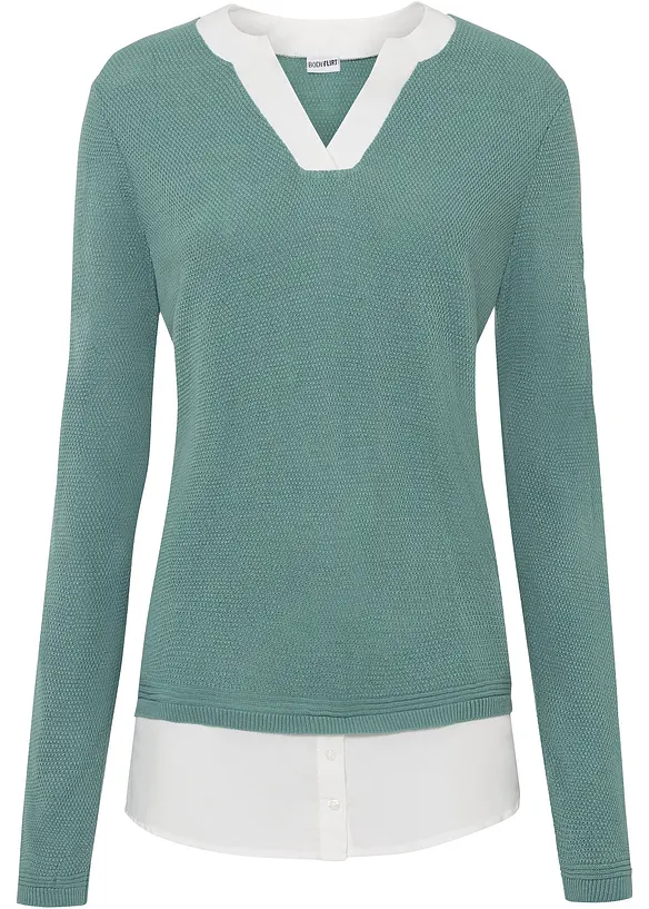 Feinstrickpullover mit Bluseneinsatz, bonprix