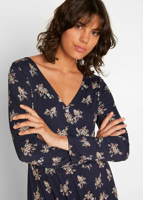 Bedrucktes Maxikleid, langarm, bpc bonprix collection