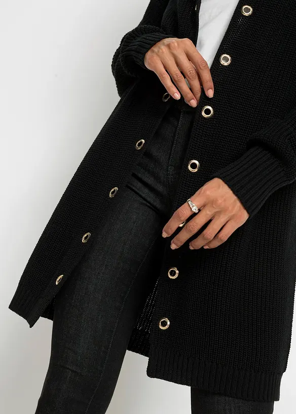 Longstrickjacke mit Kapuze, bonprix