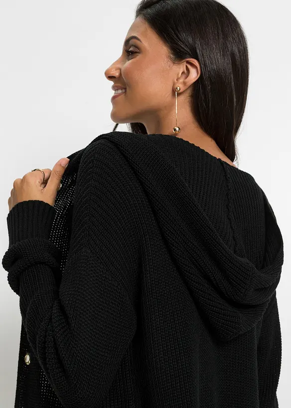 Longstrickjacke mit Kapuze, bonprix